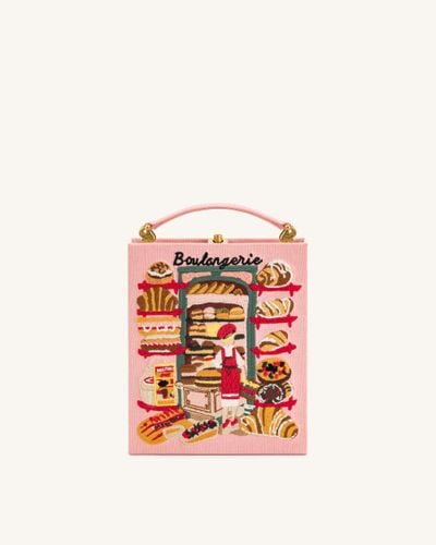 Taya-Bakery Embroidered Pattern Book Shape Clutch Bag - Pink - JW PEI - Modalova