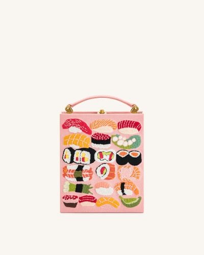 Taya-Sushi Embroidery Pattern Book Shape Clutch Bag - Pink - JW PEI - Modalova