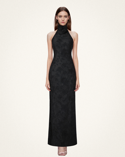 Uliana Black Floral Lace Halterneck Maxi Dress - Black - JW PEI - Modalova