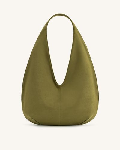 Dara Faux Suede Hobo Bag - Dark Olive - JW PEI - Modalova