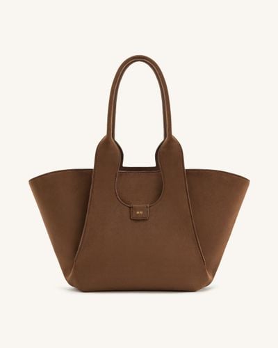 Cara Faux Suede Tote Bag - Mocha Brown - JW PEI - Modalova