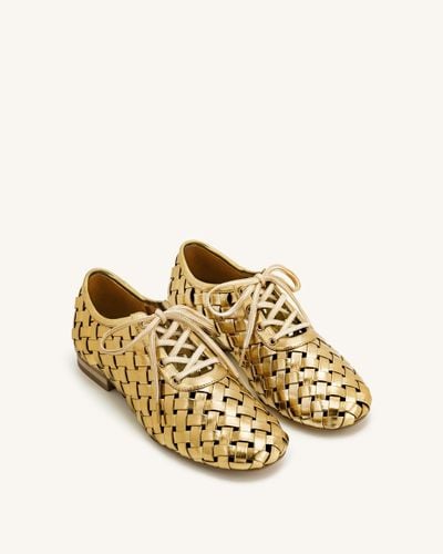 Kayla Weave Strap Flat Shoes - Gold - JW PEI - Modalova