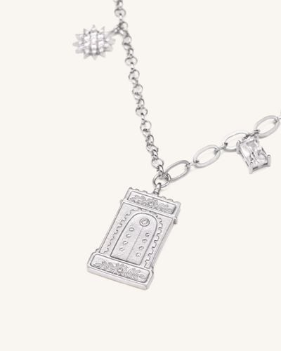 Roman Arch Pendant Necklace - 18ct White Gold Plated & White Zircon - JW PEI - Modalova