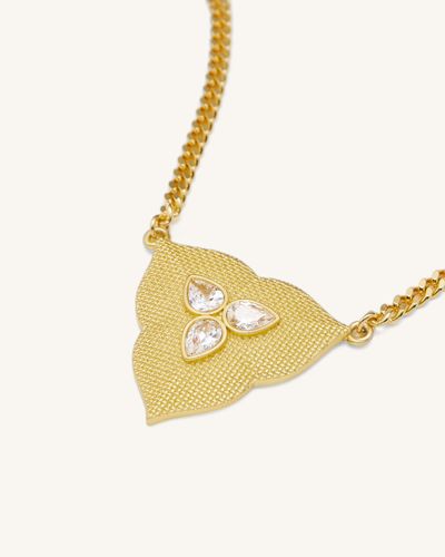 Leaf Pendant Necklace - 18ct Gold Plated & White Zircon - JW PEI - Modalova