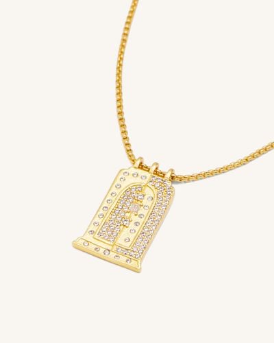 Roman Small Arch Pendant Necklace - 18ct Gold Plated & White Zircon - JW PEI - Modalova