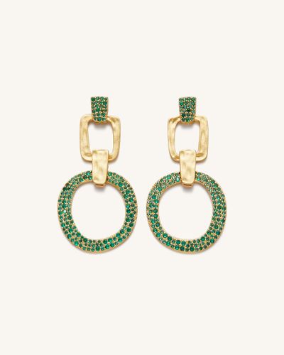 Geometrical Openwork Round Earrings - 18ct Gold Plated & Green Nano - JW PEI - Modalova