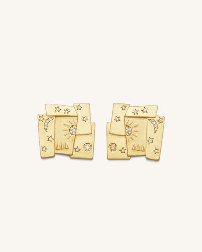 Cosmos Combination Earrings - 18ct Gold Plated & White Zircon - JW PEI - Modalova