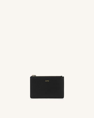 Quinn Zipped Card Holder- Black Grained Vegan Leather - JW PEI - Modalova