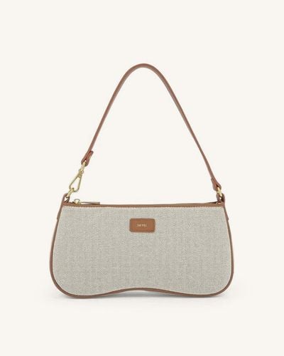 Eva Shoulder Handbag - Beige Canvas - JW PEI - Modalova