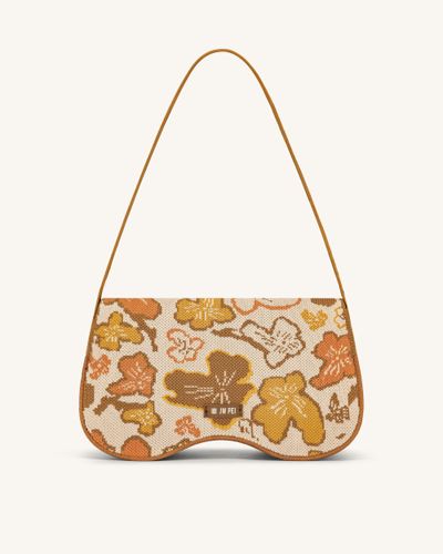 Becci Knitted Shoulder Bag - Flower Collection - Brown & Orange & Beige - JW PEI - Modalova