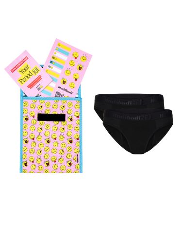 SmileyWorld Modibodi Teen Back To School Period Kit with 2 Pack Hipster Bikini Moderate-Heavy Black - Modibodi - Modalova