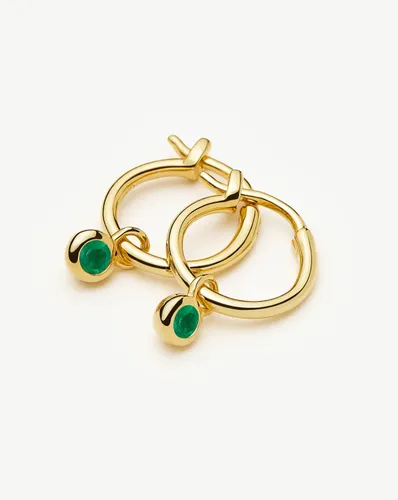 May Birthstone Mini Charm Hoop Earrings | 18ct Gold Vermeil/Green Onyx - Missoma - Modalova