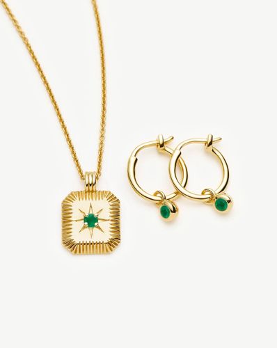 May Birthstone Necklace & Charm Earrings Set | 18ct Gold Vermeil/Green Onyx - Missoma - Modalova