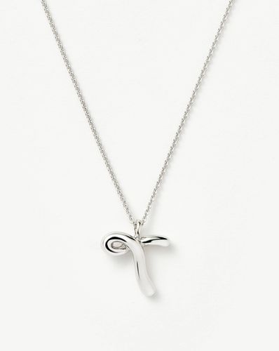 Curly Molten Initial Pendant Necklace - Initial T | Sterling Silver - Missoma - Modalova