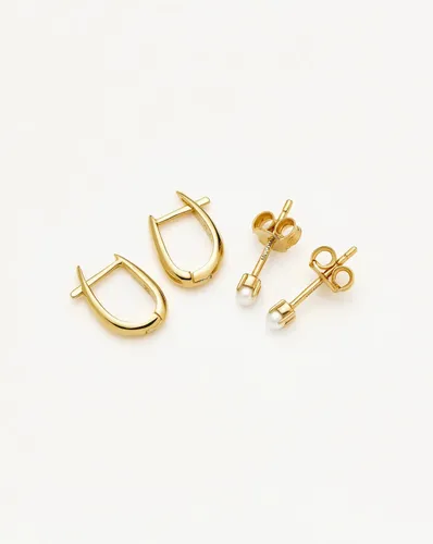 Classic Pearl Studs & Claw Huggies Set | 18ct Gold Vermeil/Pearl - Missoma - Modalova