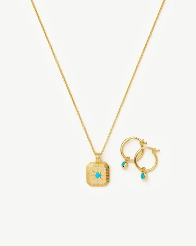 December Birthstone Necklace & Charm Earrings Set | 18ct Gold Vermeil/Turquoise Magnesite - Missoma - Modalova