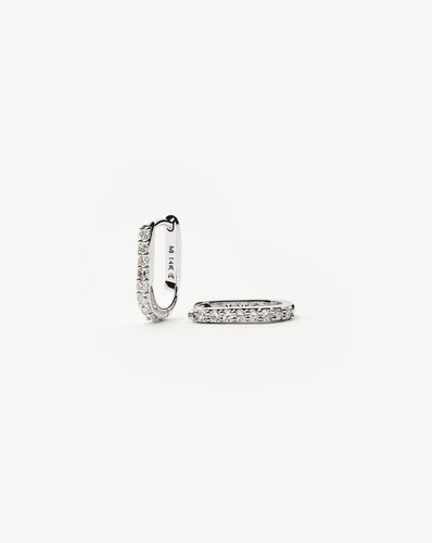 Fine Diamond Ovate Mini Hoop Earrings | 14ct Solid White Gold/Diamond - Missoma - Modalova