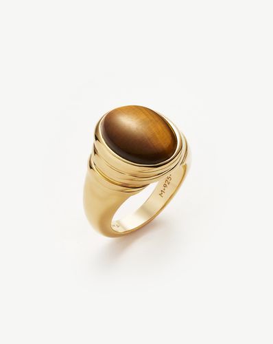 Savi Ridge Oval Gemstone Chunky Ring | 18ct Gold Vermeil/Tigers Eye - Missoma - Modalova