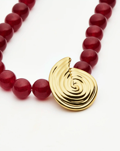 Spiral Gemstone Beaded Pendant Necklace | 18ct Gold Plated/Dark Cherry Crystal Quartz - Missoma - Modalova