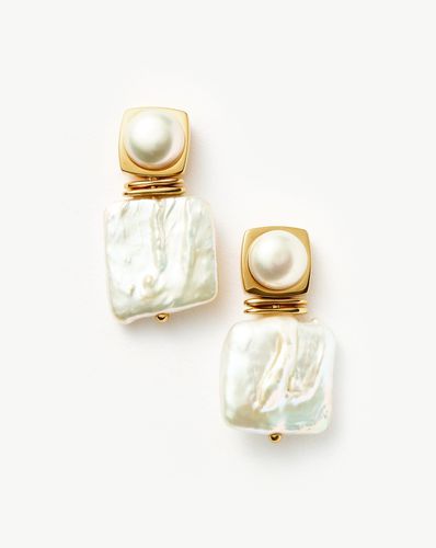 Square Pearl Statement Earrings | 18ct Gold Plated/Pearl - Missoma - Modalova