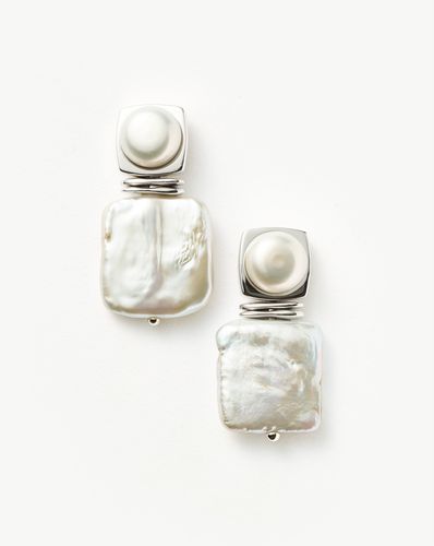 Square Pearl Statement Earrings | Silver Plated/Pearl - Missoma - Modalova