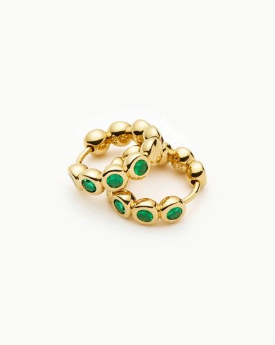 Tennis Small Hoop Earrings | 18ct Gold Vermeil/Emerald Green Nano-crystal - Missoma - Modalova