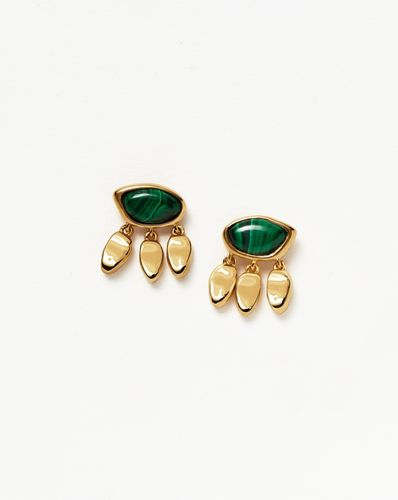 Molten Gemstone Charm Stud Earrings | 18ct Gold Vermeil/Malachite - Missoma - Modalova