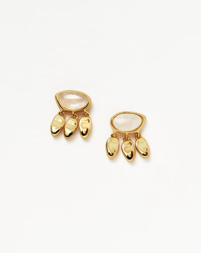 Molten Gemstone Charm Stud Earrings | 18ct Gold Vermeil/Rainbow Moonstone - Missoma - Modalova