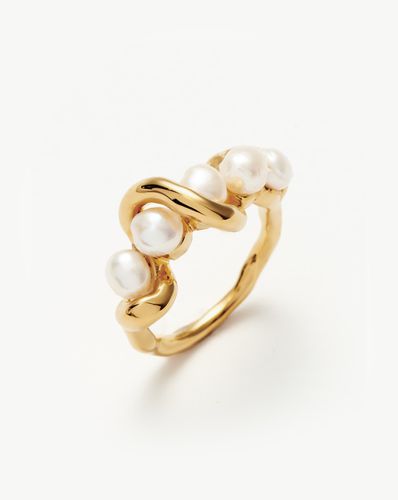 Molten Pearl Twisted Stacking Ring | 18ct Gold Vermeil/Pearl - Missoma - Modalova