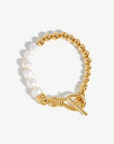 Baroque Pearl Beaded T-Bar Bracelet | 18ct Gold Plated/Pearl - Missoma - Modalova