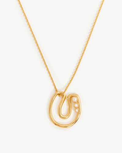 Chubby Pearl Initial Pendant Necklace - Initial U | 18ct Gold Vermeil/Pearl - Missoma - Modalova