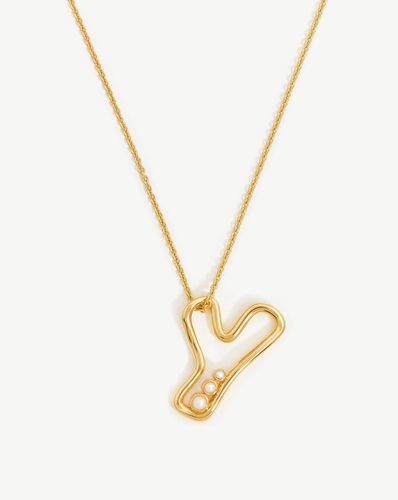 Chubby Pearl Initial Pendant Necklace - Initial Y | 18ct Gold Vermeil/Pearl - Missoma - Modalova