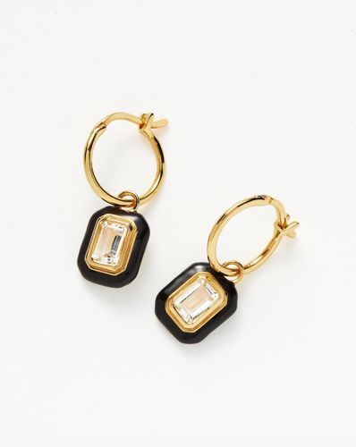 Enamel & Stone Charm Mini Hoop Earrings | 18ct Gold Vermeil/Crystal Quartz - Missoma - Modalova