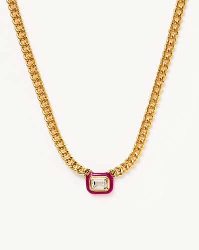 Enamel & Stone Floating Pendant Chain Necklace | 18ct Gold Plated/White Cubic Zirconia - Missoma - Modalova