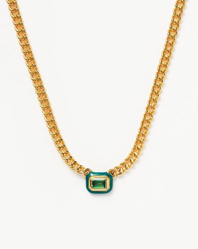 Enamel & Stone Floating Pendant Chain Necklace | 18ct Gold Plated/Green Cubic Zirconia - Missoma - Modalova