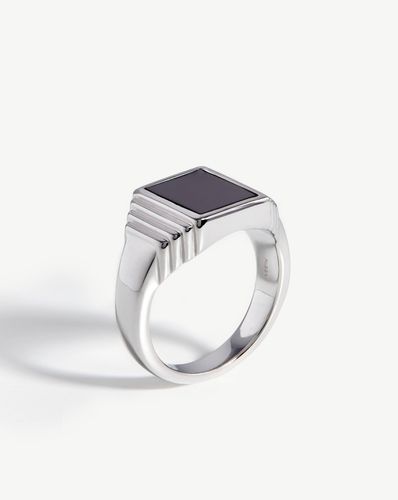 Fused Ridge Signet Ring | Sterling Silver/Black Spinel - Missoma - Modalova