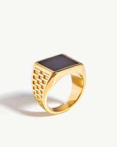 Fused Woven Gemstone Square Signet Ring | 18ct Gold Vermeil/Black Onyx - Missoma - Modalova