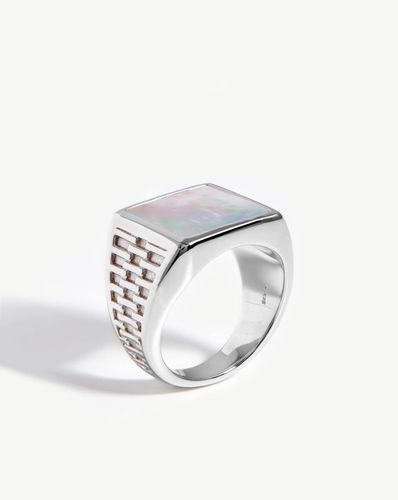 Fused Woven Gemstone Square Signet Ring | Sterling Silver/Mother of Pearl - Missoma - Modalova