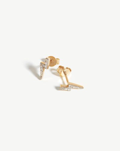 Fine Diamond Lightning Stud Earrings | 14ct Solid Gold/Diamond - Missoma - Modalova