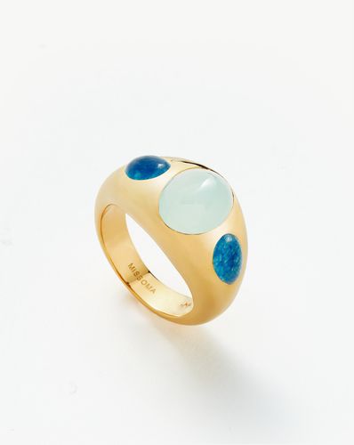 Good Vibes Triple Gemstone Dome Ring | 18ct Gold Plated/Blue Quartz & Aqua Chalcedony - Missoma - Modalova