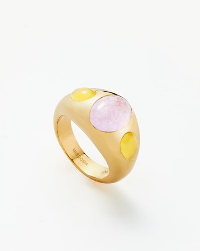 Good Vibes Triple Gemstone Dome Ring | 18ct Gold Plated/Purple Quartz & Mango Chalcedony - Missoma - Modalova