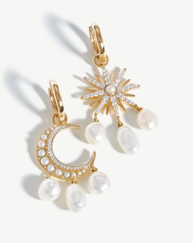 Harris Reed Fine Moon Starlight Earrings | 14ct Solid Gold/Pearl & Diamond - Missoma - Modalova