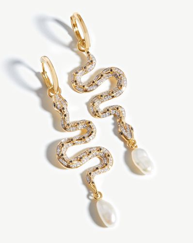 Harris Reed Fine Serpent Drop Earrings | 14ct Solid Gold/Pearl & Diamond - Missoma - Modalova