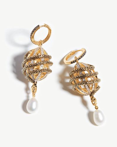 Harris Reed Fine Uncaged Drop Earrings | 14ct Solid Gold/Pearl & Diamond - Missoma - Modalova