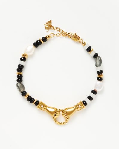 Harris Reed In Good Hands Beaded Gemstone Bracelet | 18ct Gold Plated/Black Chalcedony & Pearl - Missoma - Modalova