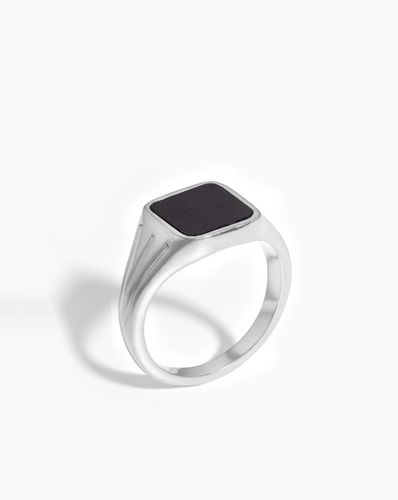 Lucy Williams Square Signet Ring | Sterling Silver/Black Spinel - Missoma - Modalova