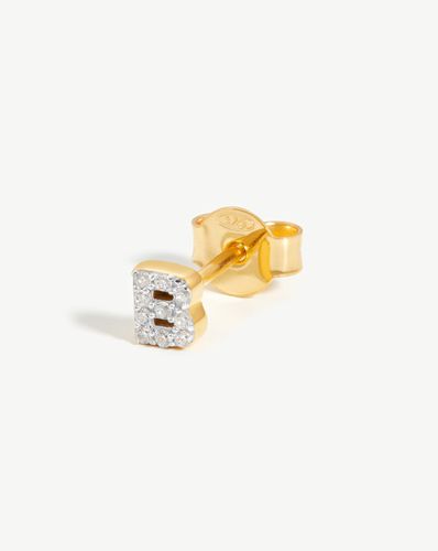 Pave Initial Single Stud Earring - Initial B | 18ct Gold Vermeil/Cubic Zirconia - Missoma - Modalova