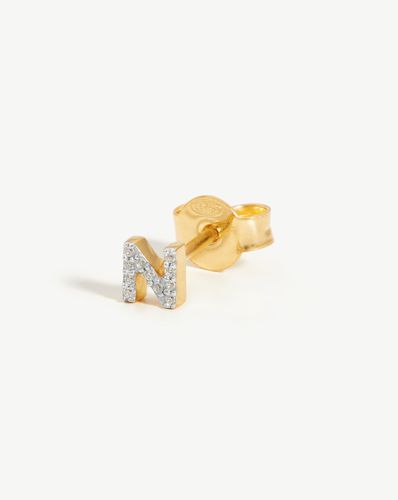 Pave Initial Single Stud Earring - Initial N | 18ct Gold Vermeil/Cubic Zirconia - Missoma - Modalova