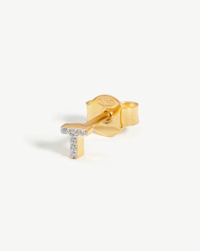 Pave Initial Single Stud Earring - Initial T | 18ct Gold Vermeil/Cubic Zirconia - Missoma - Modalova