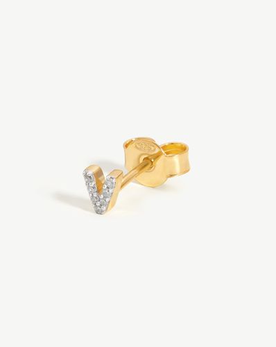 Pave Initial Single Stud Earring - Initial V | 18ct Gold Vermeil/Cubic Zirconia - Missoma - Modalova